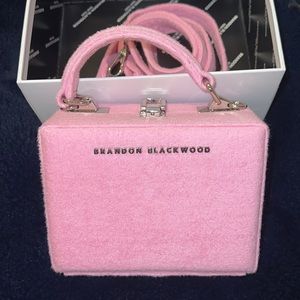 Brandon Blackwood pink terry mini Kendrick bag w/ silver hardware